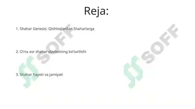 Rivojlangan orta asrlar davri shaharlarning shakllanishi va rivojlanishi 2