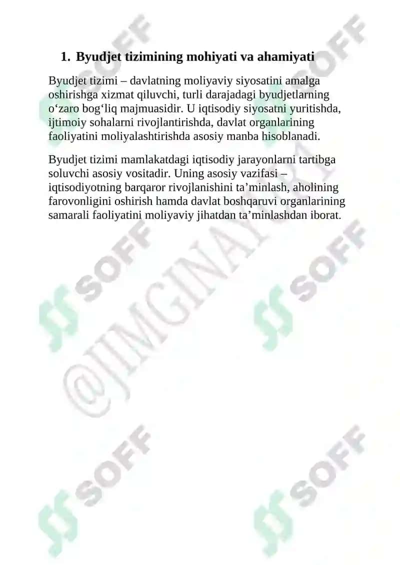Byudjet tizimi boshqarish to'g'risida tushuncha 2