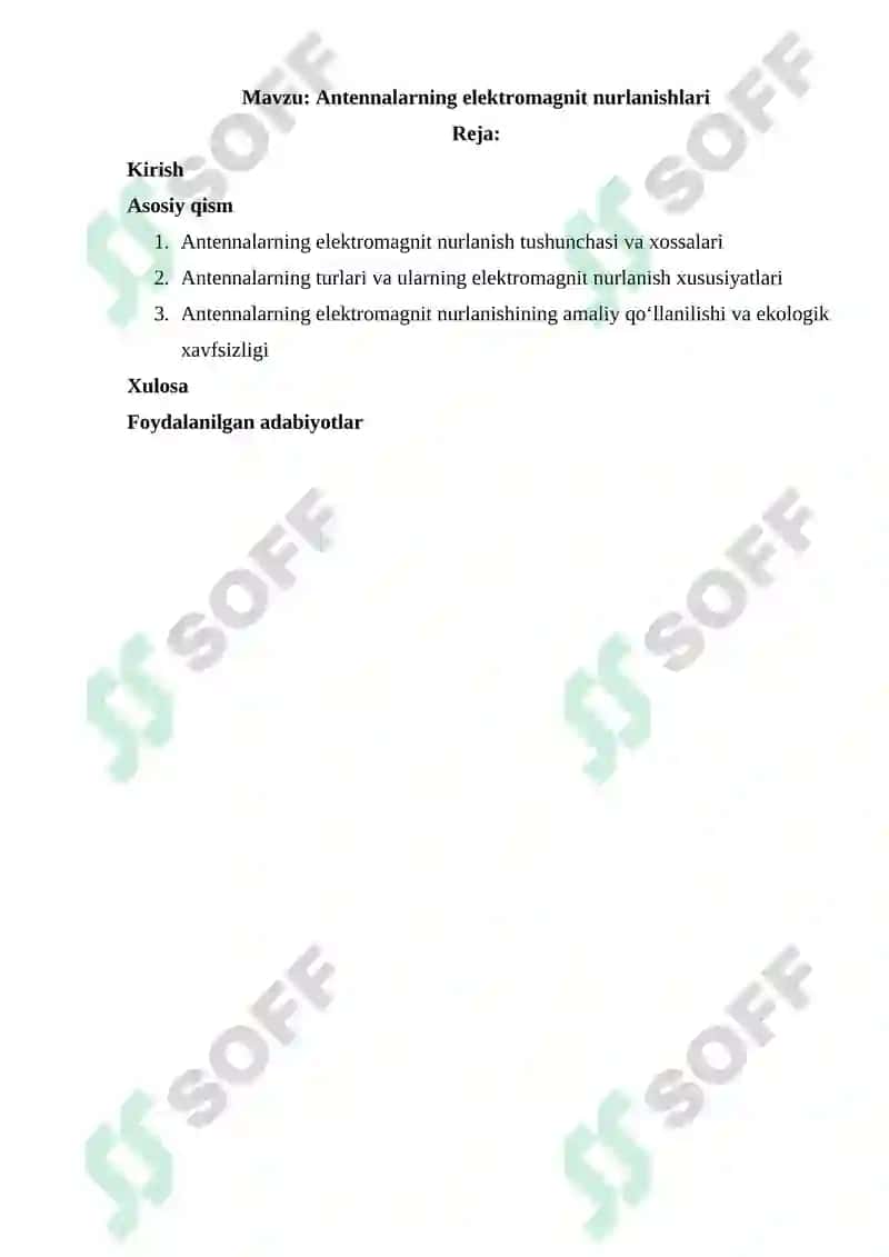 Antennalarning elektromagnit nurlanishlari 2