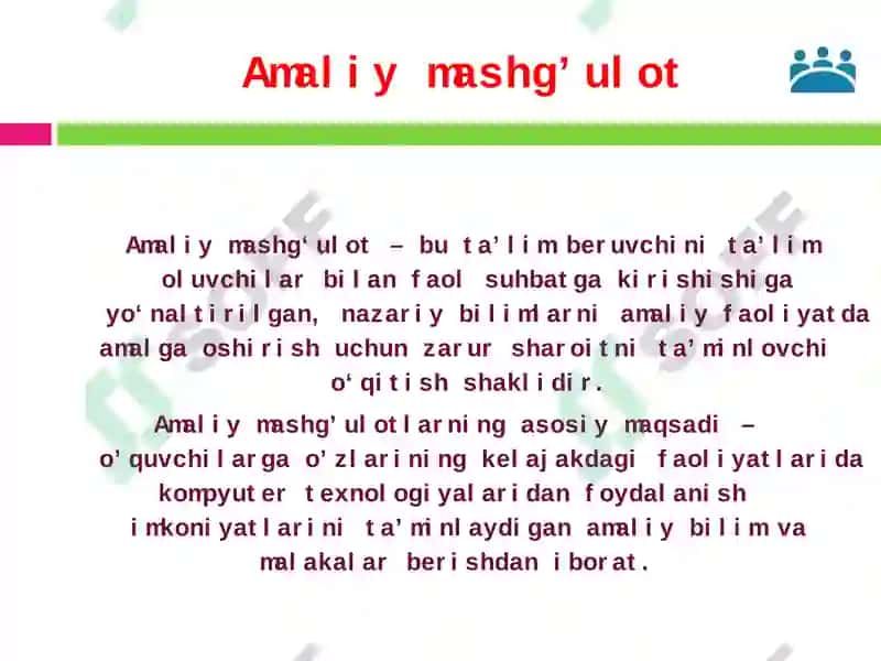 Informatika va AT fanii o'yicle emeirsoiatioriyea mashg‘ulotlerini O*tkezish metodiikesii 2