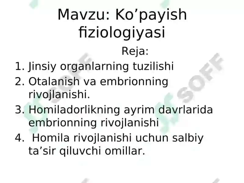 Ko’payish fiziologiyasi 2