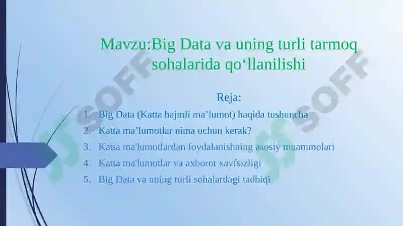 Big Data va uning turli sohalardagi tadbiqi 2