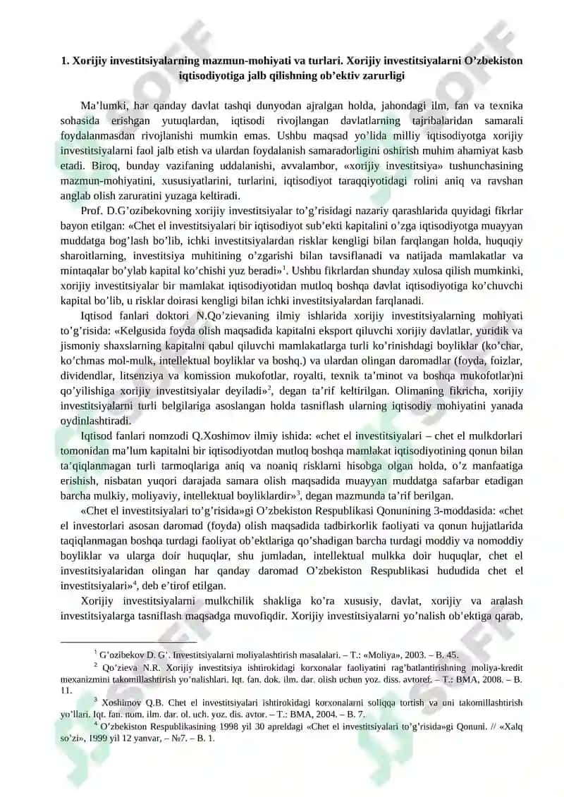Xorijiy investitsiyalar 2