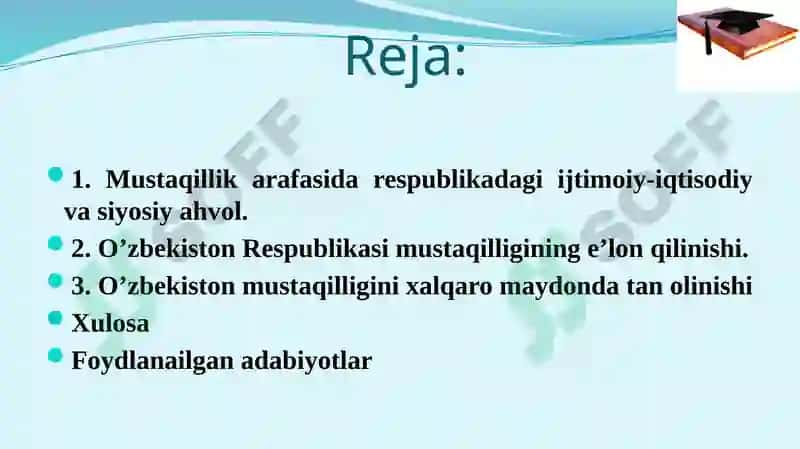 O'zbekiston mustaqillie’lonqilinish va xalqaro maydonda tan olinishi 2