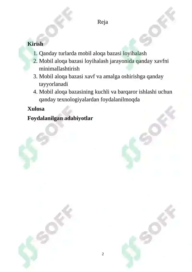 MOBIL ALOQA BAZAVIY STANSIYALARINI LOYIHALASH USULLARI 2