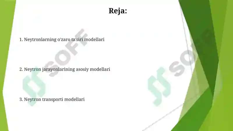 Neytron jarayonlarning modellari 2