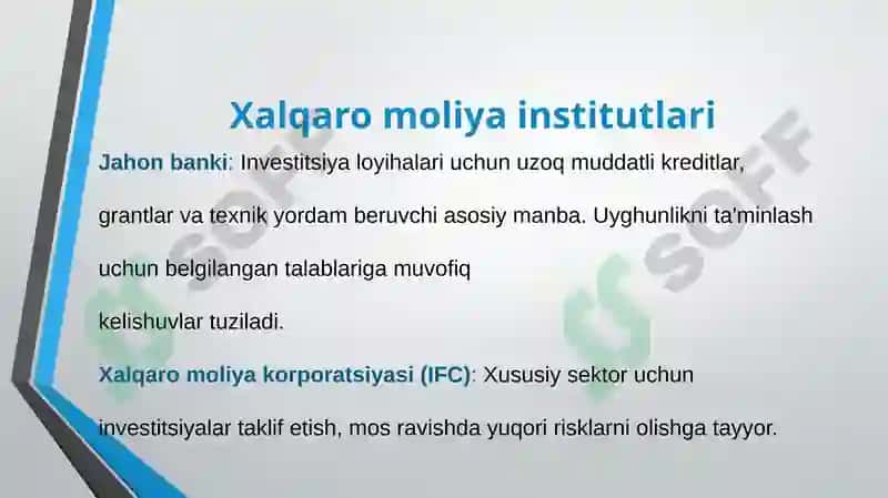 Investitsiya loyihalarini moliyalashtirishning xorij tajribasi 2