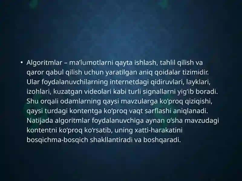 Algoritmlarvafoydalanuvchixatti-harakati 2