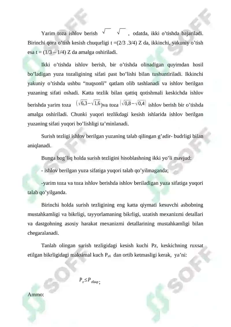 TOKARLASHDA ISHLOV BERISHNI KESISH TARTIBLARINI HISOBLASH 2