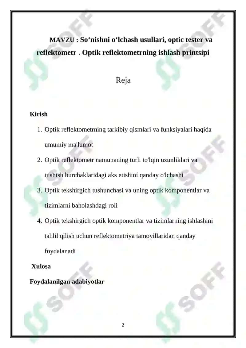 Optik reflektometrning ishlash printsipi 2