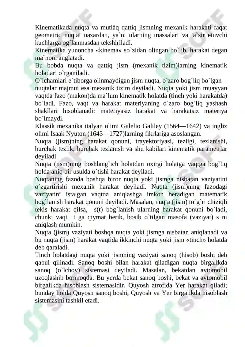 Sistima kinimatikasining hozirgi rivojlanish dasturlari 2