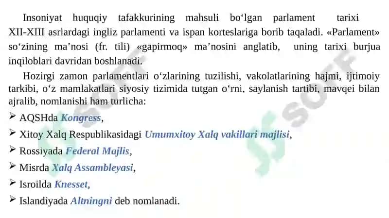 O‘zbekiston Respublikasi Oliy Majlisi Konstitutsiyaviy Maqomi 2