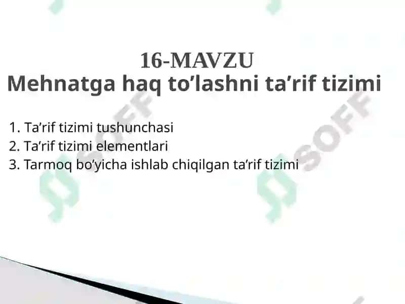 Mehnatga haq to'lashni ta'rif tizimi 2