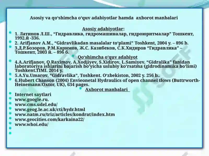 Gidromashinalar haqida umumiy tushunchalar 2