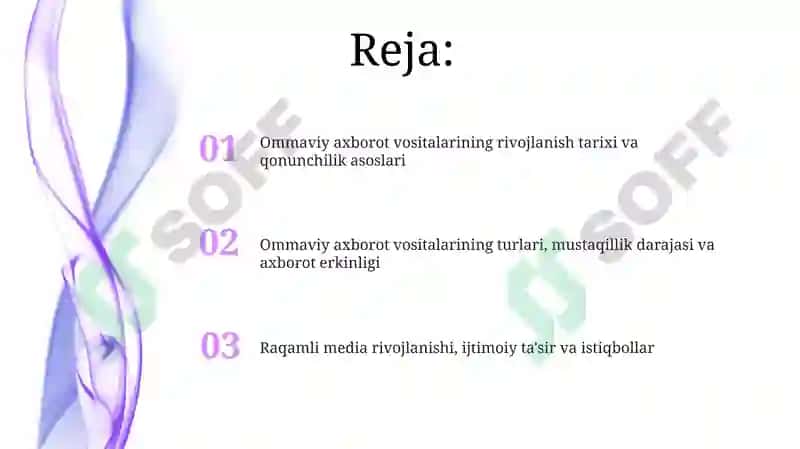 Ommaviy axborot vositalarining rivojlanish tarixi va qonunchilik asoslari 2