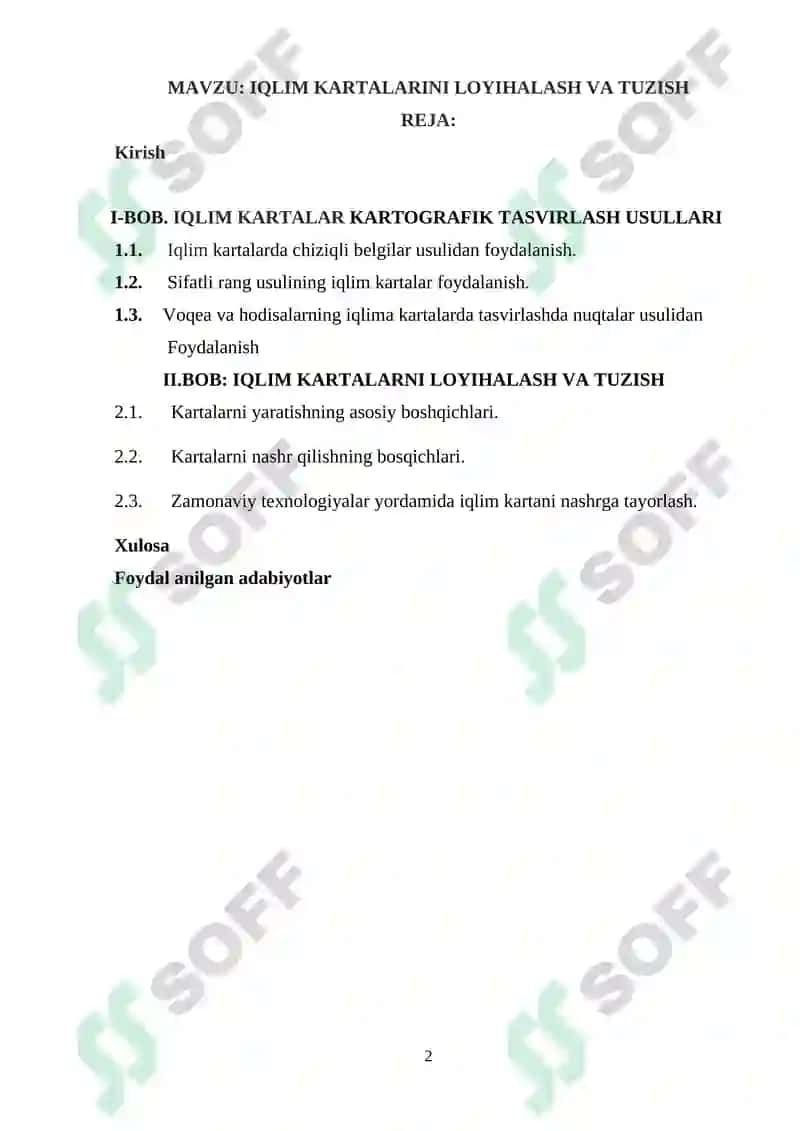 Iqlim kartalarini loyihalash va tuzish 2