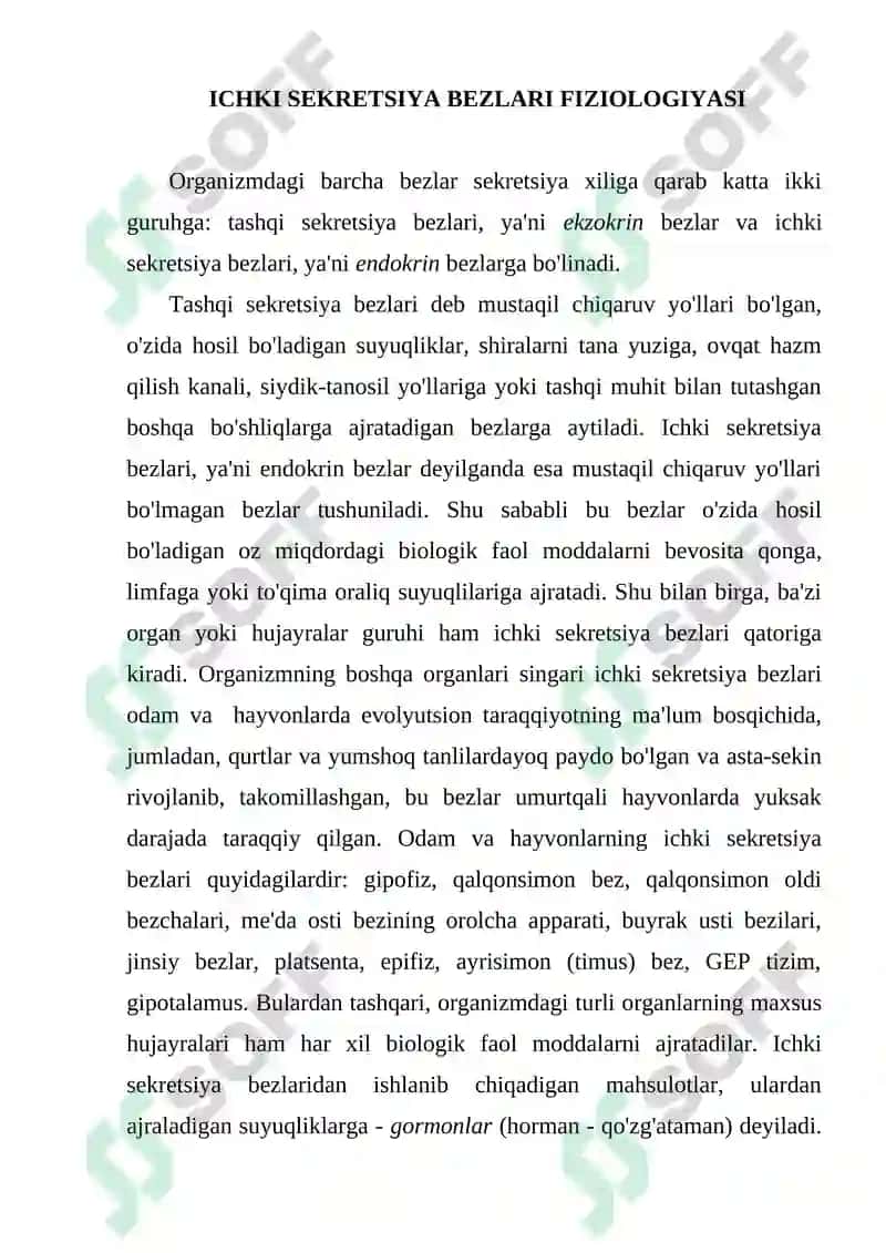 Ichki sekretsiya bezlari fiziologiyasi 2
