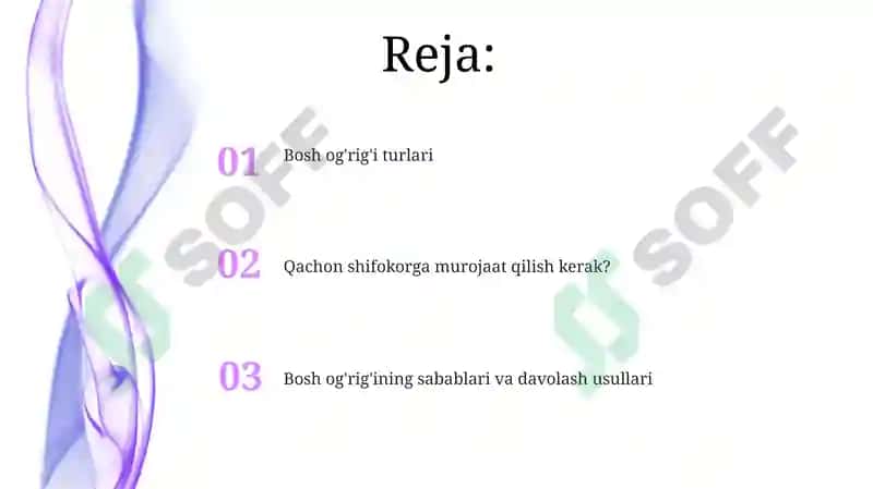 Bosh og'rig'i davolash usullari 2