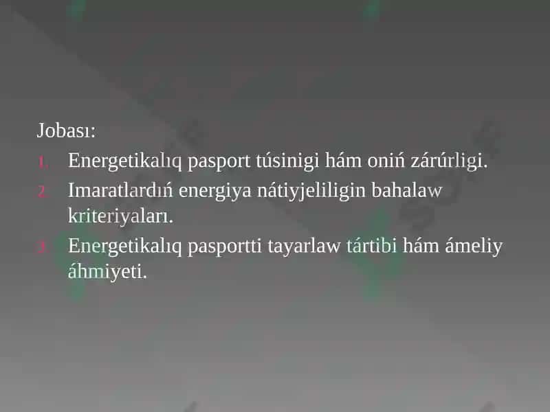 Jámiyetlik hámturaq jayimaratlarınıń energetika líqpasportı Jobası 2