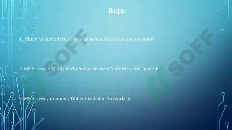 Tibbiyot axbarot titillating MS.Access dasturiy ta'minotidan foydalanish 2