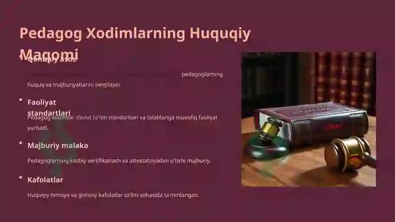 Pedagog Xodimlarning Huquqiy Maqomi va Yaxlit Pedagogik Jarayon 2
