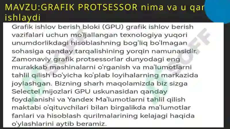 GRAFIK PROTSESSOR (GPU) ISHLASH PRINSIPI 2