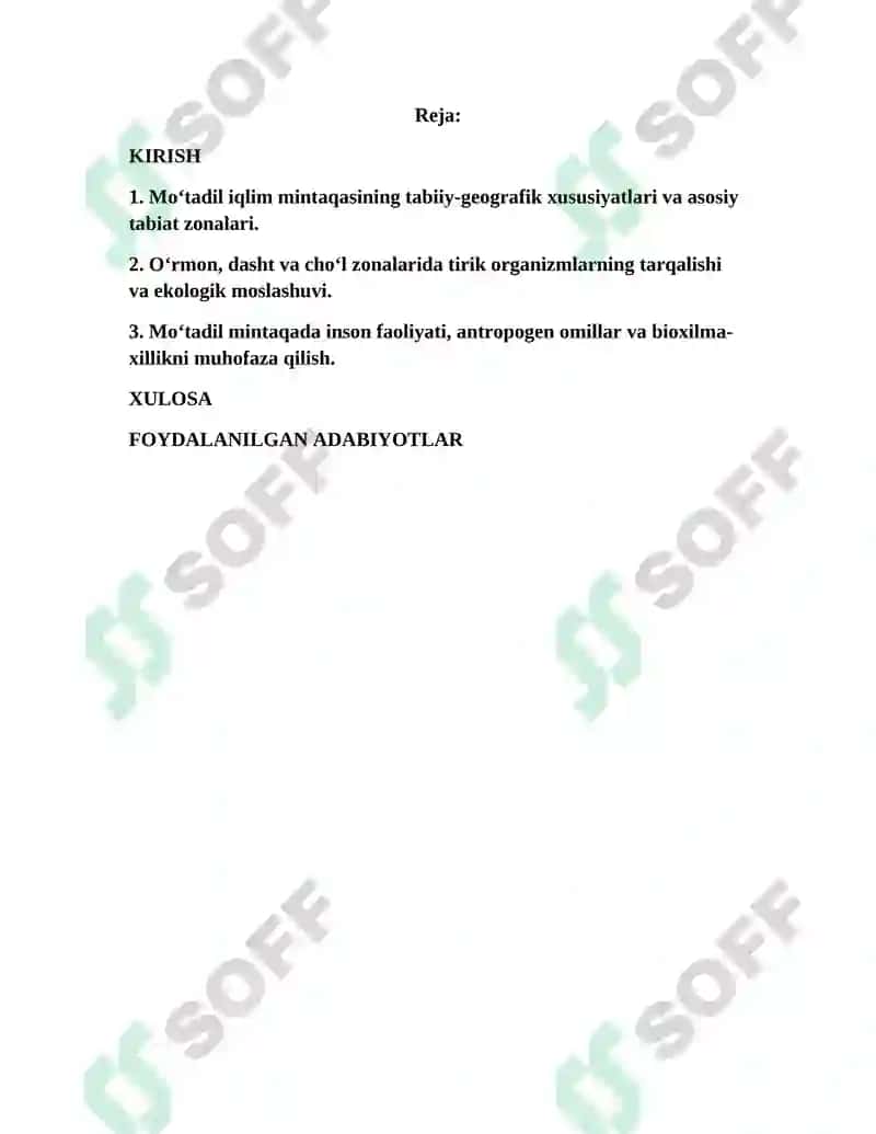 Mo‘tadil iqlim mintaqasi tabiat zonalarida tirik organizmlarning tarqalishi va yashash sharoitlari 2