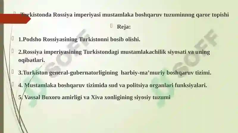 Turkistonda Rossiya imperiyasi mustamlaka boshqaruvi tuzumining qaror topishi 2