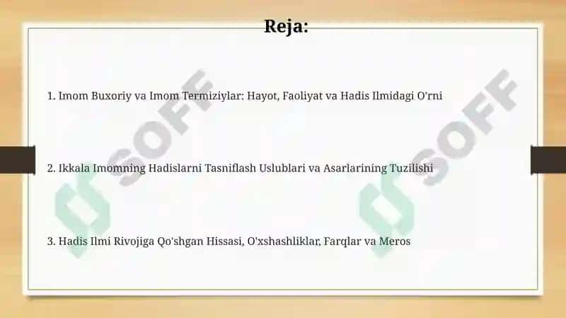 Imom Buxoriy va Imom Termiziyning Hadisilma qushgan hissalarini tahlili 2