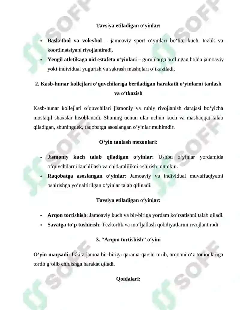 9-11-sinf o’quvchilari bilan tashkil qilinadigan harakatli o’yinlar 2