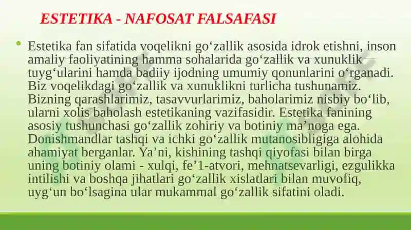 ESTETIKA-NAFOSAT FALSAFASI 2