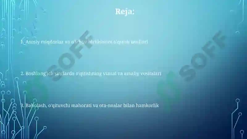Asosiym miqdorlar va ularni o'lchash birliklarini o'rganish metodikasi 2