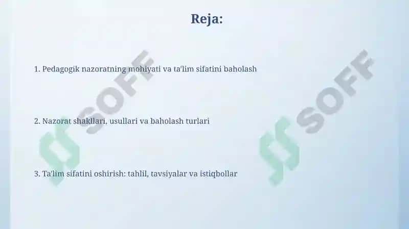 Pedagogik nazorat va ta'lim sifatini baholash 2