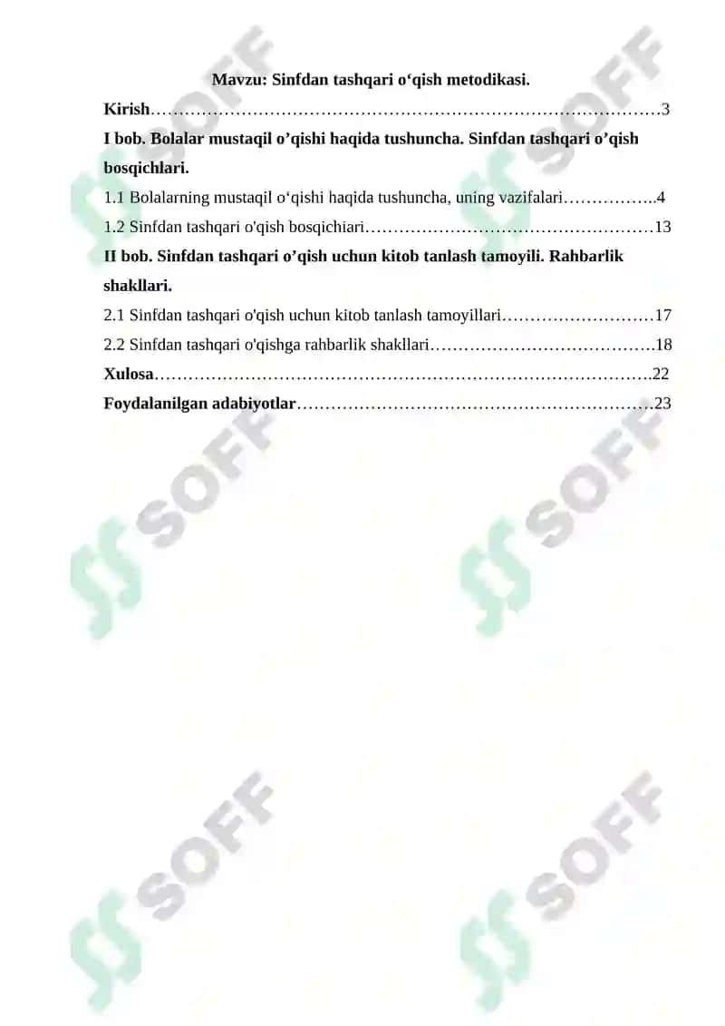 Sinfdan tashqari o‘qish mеtodikasi 2
