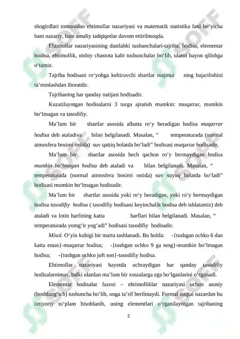 Ehtimollar nazariyasi 2