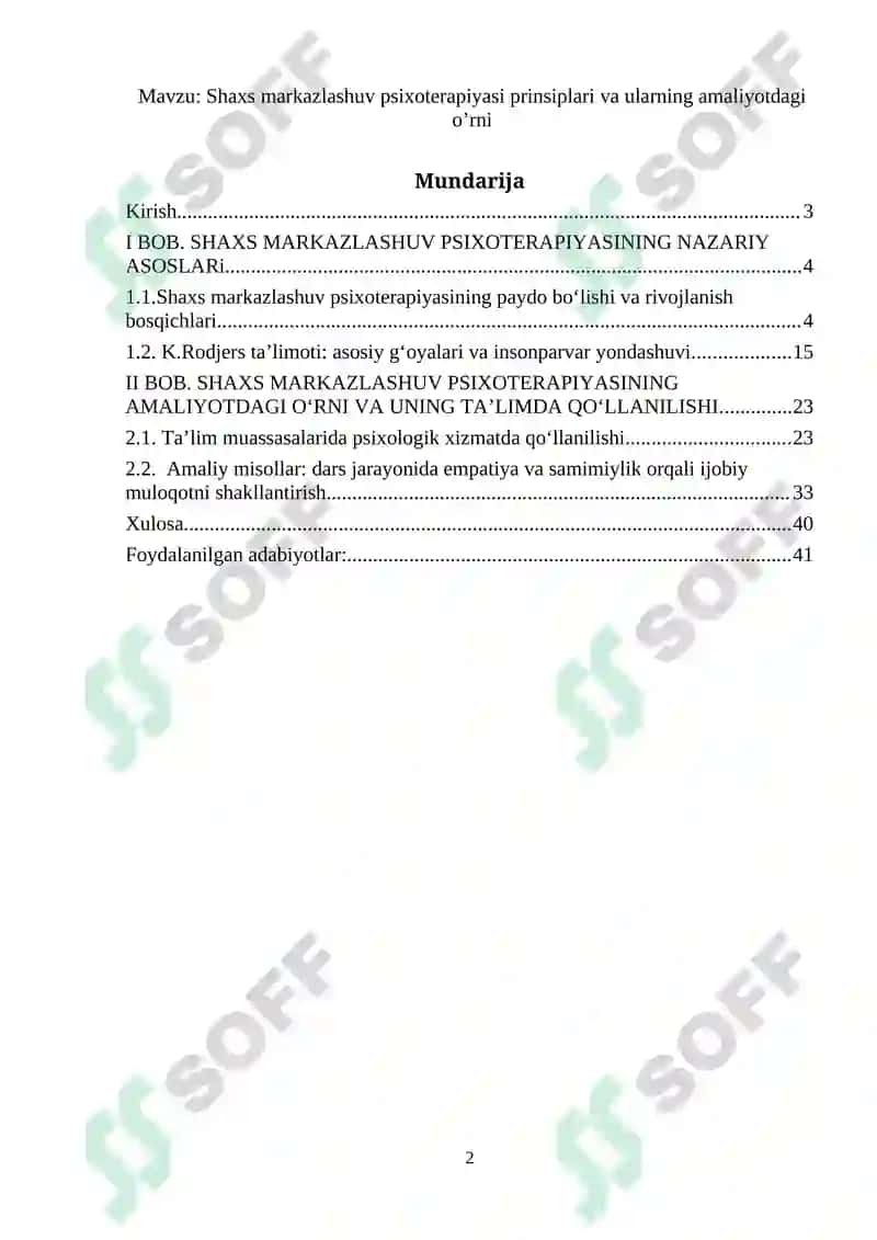 Shaxs markazlashuv psixoterapiyasi prinsiplari va ularning amaliyotdagi o’rni 2