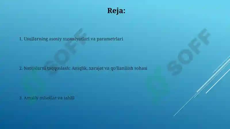 Yarim-empirik, noempirik va DFT usullaridan olinadigan parametrlarni taqqoslash 2