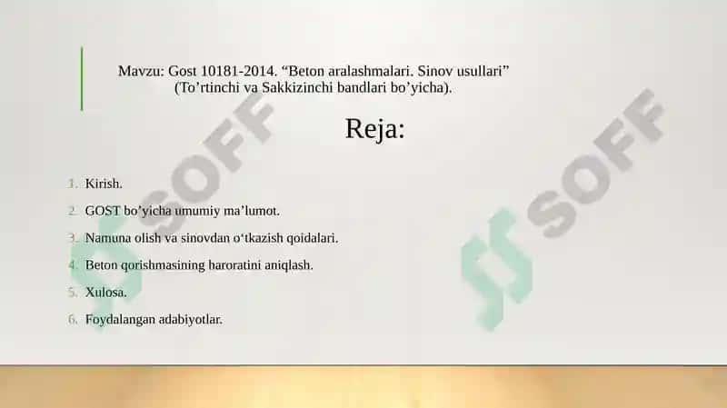 GOST 10181-2014 “Beton aralashmalari Sinov usullari” 2