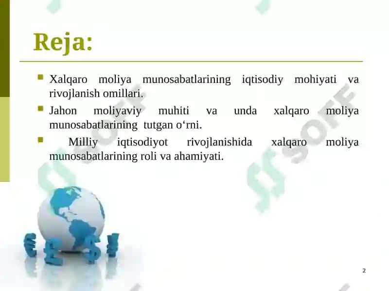 Jahon iqtisodiyoti rivojlanishida xalqaro moliya munosabatlarining roli 2