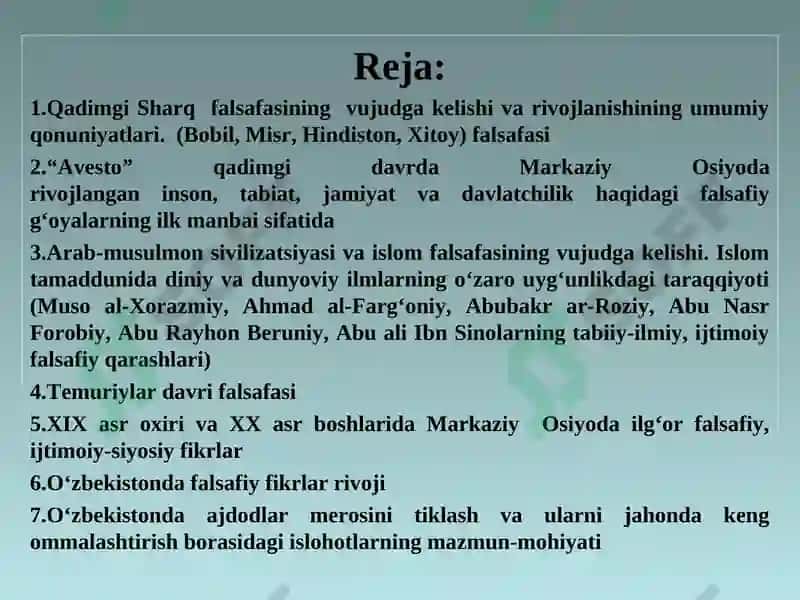 Falsafiy tafakkur taraqqiyot bosqichlari: Sharq falsafasi 2