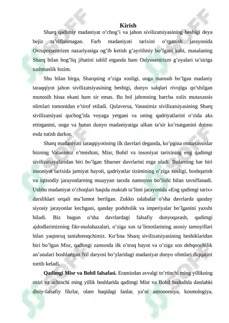 Qadimgi sharqda asotiriy tasavvurlar va falsafiy bilimlarning paydo bo’lishi 2