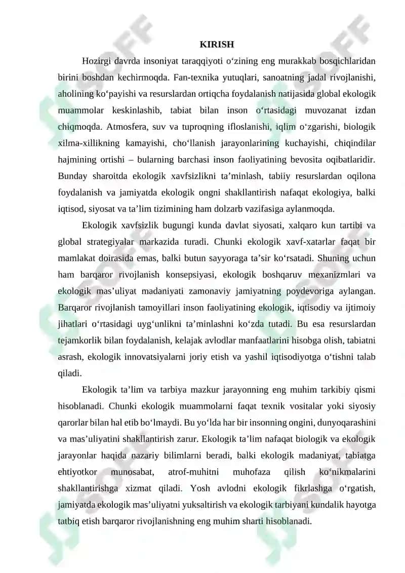 Ekologik havfsizlik, barqaror rivojlanish konsepsiyasi va ekologik ta’lim tarbiya 2