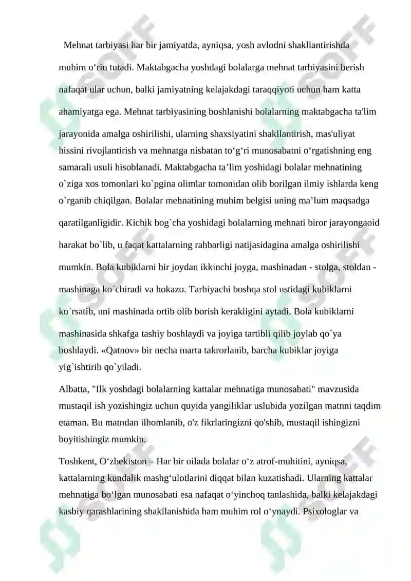 Ilk yoshdgi bolalarni kattalar mehnatiga munosabati 2