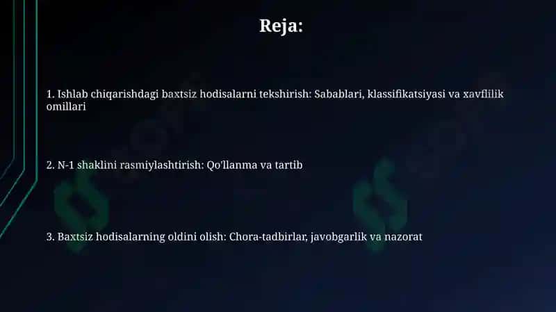 Ishlabchiqarish maydonlarida baxtsiz xodisalar 2
