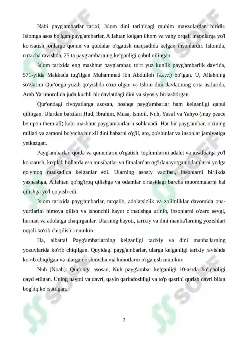 Nabi payg'ambarlar tarixi 2