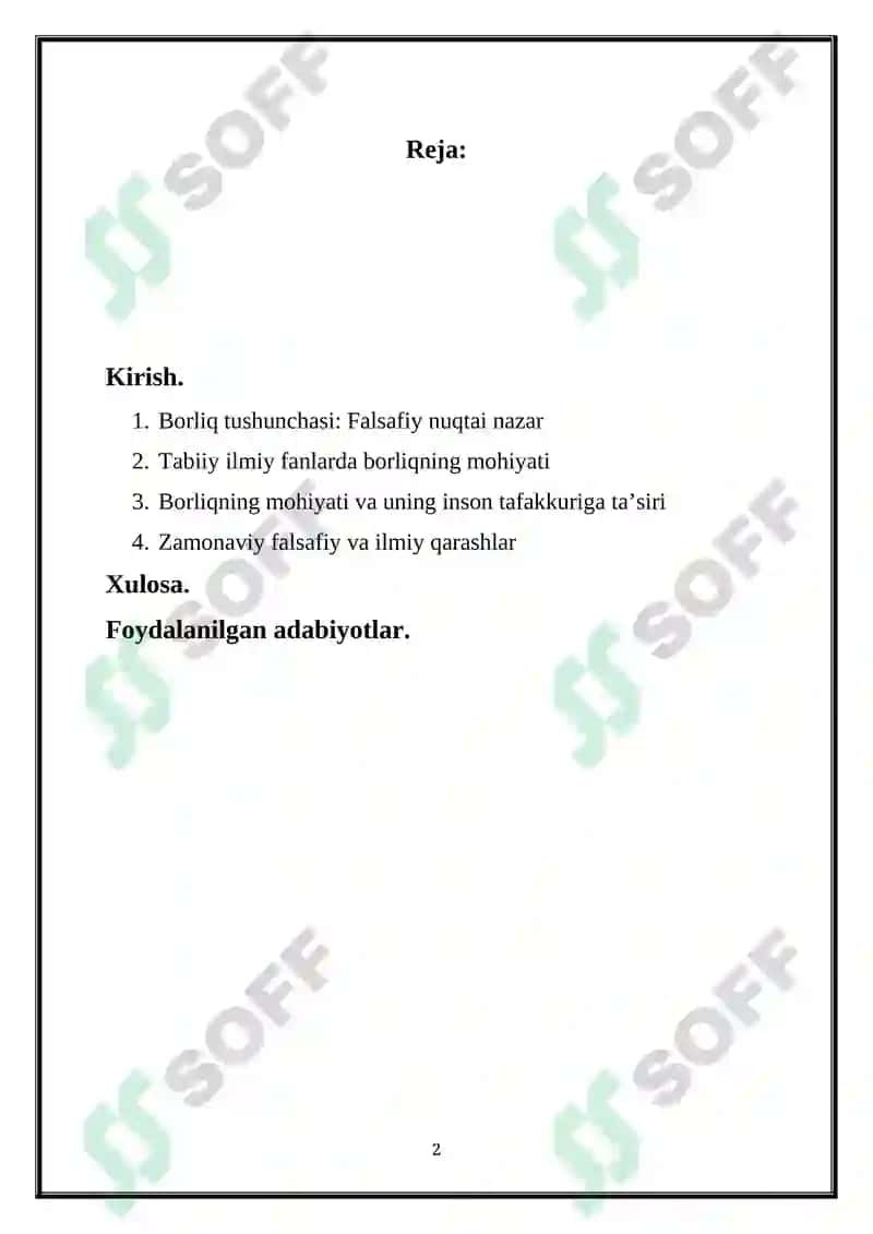 Falsafa va tabiiy ilmiy fanlarda borliqning mohiyatiga oid konsepsiyalar 2