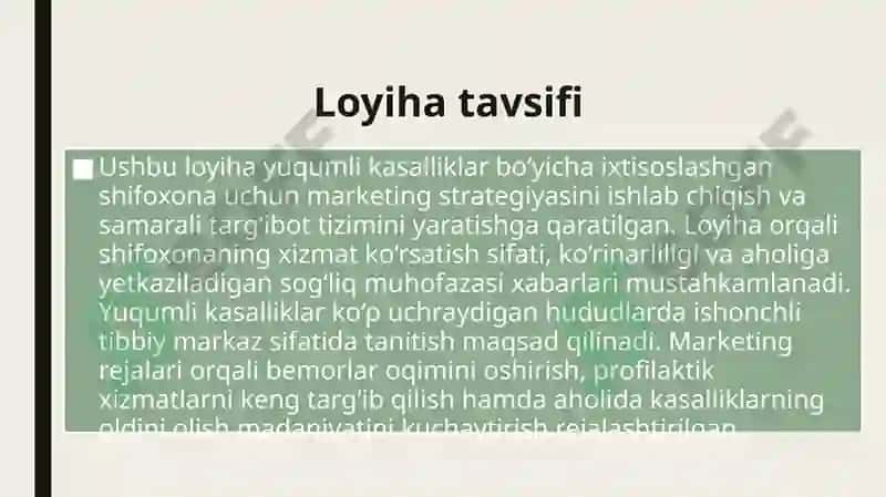 Yuqumli kasalliklar bo‘yicha ixtisoslashgan shifoxona  Loyihasi 2