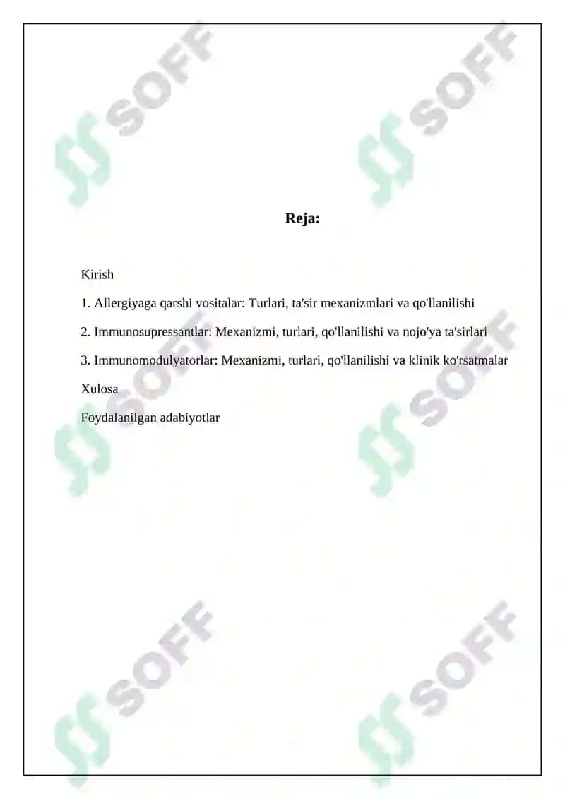 Allergiyaga qarshi vositalar: Turlari, ta'sir mexanizmlari va qo'llanilishi 2