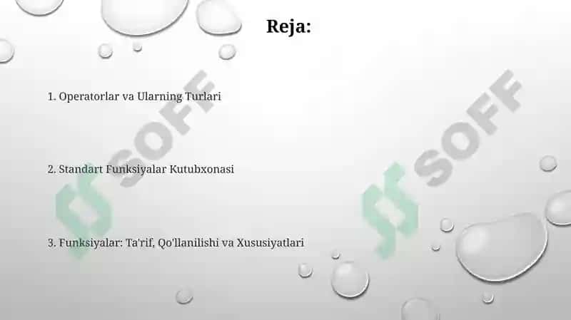 Operatorlar va Ularning Turlari 2