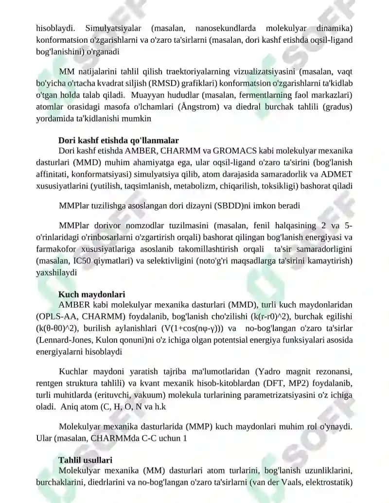 Malekulyar mehanika pragrammasi 2